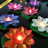 Lumières artificielles flottantes en forme de lotus en mousse pour la maison, les mariages, les jardins, les étangs, les piscines, les anniversaires, les fêtes indiennes Diwali, la décoration et les cadeaux de retour.