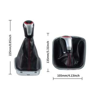Pomo de Palanca de Cambios de Cuero y Terciopelo Negro para VW <span class=keywords><strong>Polo</strong></span> 6, Modificación Personalizada para Automóvil, Cabezal de Palanca de Cambios, Mejora <span class=keywords><strong>Interior</strong></span> - Product Image 2