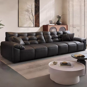 Sofá Grande Minimalista, Juego de Sofás Italianos, Sofá Reclinable de Cuero Moderno de Lujo, Juego de Sofás Modernos, Muebles de Sofá de Cuero de Lujo - Product Image 2
