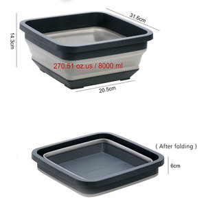 Bassin pliable 8L pour le camping, les voyages, la voiture, en plastique, pliable, pour le lavage, outils de nettoyage intérieur et extérieur - Product Image 2