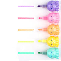 Surligneurs Créatifs Colorés en Forme de Pieuvre à Pointe Oblique – Marqueurs de Croquis pour Étudiants, Design Adorable pour Journalisation – Vente en Gros