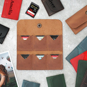 Porte-cartes SD en cuir PU transfrontalier, étui rétro pour cartes mémoire d'appareil photo reflex, porte-médiators de guitare à 6 compartiments - Product Image 4