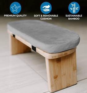 Folding Bamboo <b>Meditation</b> Bench Bamboo Seiza Bench with <b>Cushion</b> - Product Image 6