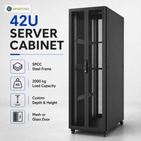 Armoire de serveur en acier laminé à froid OEM SPCC 19 pouces 42U pour centre de données, armoire de serveur réseau avec porte frontale en maille, en stock
