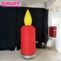 Bougie rouge gonflable géante personnalisée, décor gonflable publicitaire pour événements en plein air avec logo imprimé et éclairage LED