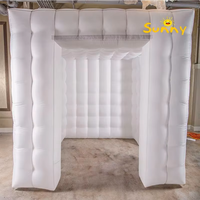Tente de fête portable à éclairage LED, couleur personnalisée, en tissu Oxford, cabine photo gonflable en forme de cube 360, avec pompe à air électrique, pour discothèque