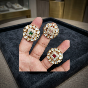 Designer Kundan Polki Finger <b>Ring</b> for Women Gold Plated <b>Adjustable</b> Statement Cocktail <b>Ring</b> Wedding Party Wear Wholesale Jewelry - Product Image 3