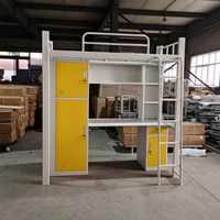 Lit superposé en métal avec bureau et armoire, idéal pour dortoirs étudiants et appartements, lit de personnel avec table d'étude pour dortoir