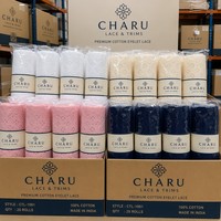 Vente en gros de dentelle brodée à œillets 100% coton, ruban festonné complexe, OEKO-TEX, bleu marine, blanc, crème, rose