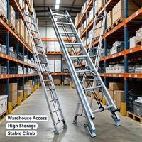 Échelle télescopique en aluminium, pliable, légère et portable pour l'accès au toit