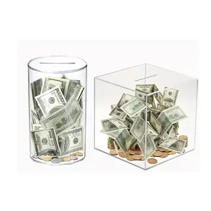 Populaire Kinderen Cadeau Cash Container Muntpot Pot Heldere Acryl Geld Vulling Besparende Doos