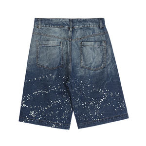 Shorts Masculinos com Logo Bordado Personalizado de Alta Qualidade com Tinta, Shorts Jeans Masculinos de Corte Reto e Solto Estilo de Rua da Moda - Product Image 4