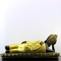 Statue de Bouddha en résine artisanale chinoise antique Fengming, noir et or, 365x100x145mm, 1,45kg, emballage cadeau, objet de collection, bouddhisme