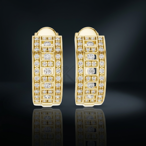 Lab Grown Diamond Filled Pave Brilliant Cut Wide Huggee <b>Hoop</b> <b>Earrings</b> 14K <b>Solid</b> Gold Luxury Custom Cut Gallery Elegant - Product Image 1