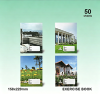 Cahier d'exercices à couverture souple pour étudiants, ligné simple, avec couverture à motif architectural, papeterie