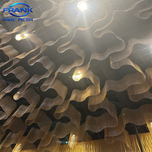Cortina de malla metálica dorada brillante <span class=keywords><strong>para</strong></span> decoración de paredes y divisiones de restaurantes - Product Image 6