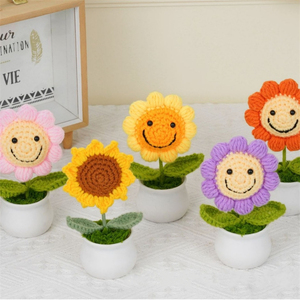 Usine En Gros Muguet Crochet Fleur Tournesol À La Main Tricoté Fleur Tournesols Fête Des Mères Cadeaux - Product Image 1
