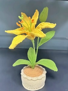 Tanaman <span class=keywords><strong>Pot</strong></span> Rajutan Buatan Tangan, <span class=keywords><strong>Pot</strong></span> Bunga Rajut Dekorasi Rumah, Dekorasi Tanaman Buatan untuk Kantor Ruang Tamu - Product Image 4