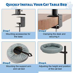 Großhandel Haustier Hängematte Bett Cama Para Gatos Einfach zu justieren und zu montieren Katze Schreibtisch Nest Katze Schreibtisch Bett 360 rotierende Katze Bett für Schreibtisch - Product Image 4
