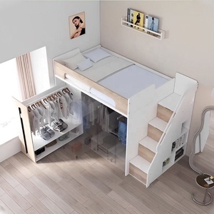 Litera de escalera para niños de grano de madera más popular con almacenamiento y armario - Product Image 4