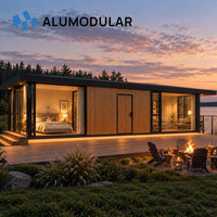 Maison préfabriquée moderne, structure en acier modulaire, extérieur en aluminium pour maisons de vacances, maisons de villégiature, projets d'hébergement touristique