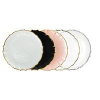 Assiette moderne simple argentée pour aliments occidentaux, assiettes de présentation irrégulières en verre à steak bordé d'or en dentelle pour décoration de fête d'hôtel