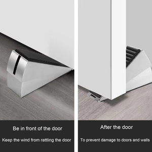 Heavy Duty Stainless Steel Door Stop Black Rubber Non Slip Floor Mounted Door Hardware for Wooden Door Under Door <b>Draft</b> <b>Stopper</b> - Product Image 4