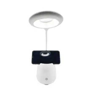 Flexible Desk Lamp with BT Speaker 3 light modes Universal Phone Dock with Pen holder