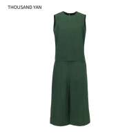 Ensemble 2 pièces pour femmes en soie de mûrier 100% - Haut sans manches à col rond et pantalon large - Tenues élégantes décontractées