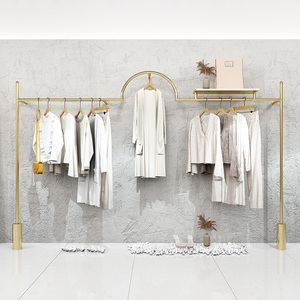 Abbigliamento in acciaio inox Display a parete Rack appendiabiti a parete in oro a parete cremagliera abbigliamento per negozio di vestiti - Product Image 3