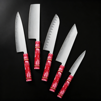 Ensemble de couteaux de cuisine HBD en acier composite faits à la main, 5 pièces, durables, tranchants, couteaux utilitaires Santoku Kiritsuke, ambidextres, octogonaux