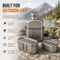 Kit de cantine en titane, gourde emboîtable, kit de vaisselle de camping Bushcraft, ensemble de cuisson extérieur OEM ODM