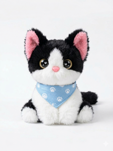 Gato de Peluche Personalizable con Diseño de Bandana, Agrega tu Logotipo, Adorable Muñeco de Gatito, Compañero para Escritorio y Cama - Product Image 3
