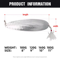 Nouveau leurre à cuillère Flutter 8\" 9\" 10\" 11\" en acier inoxydable OEM, lame de spinner en métal à paillettes lourdes, leurres de pêche, cuillères de traîne, marlin
