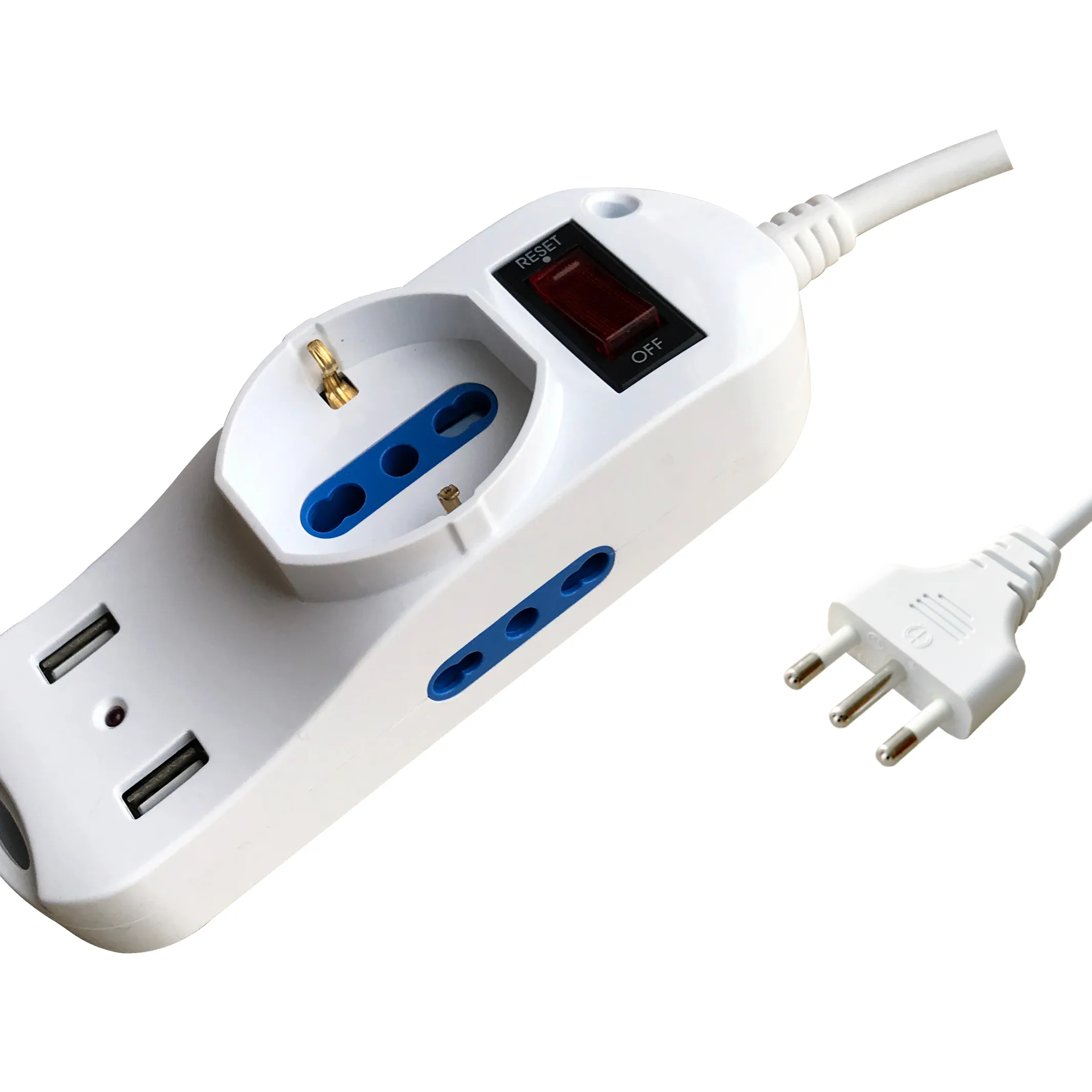 مقبس USB إيطالي متعدد الطاقة مع USB مع حماية من الحمل الزائد