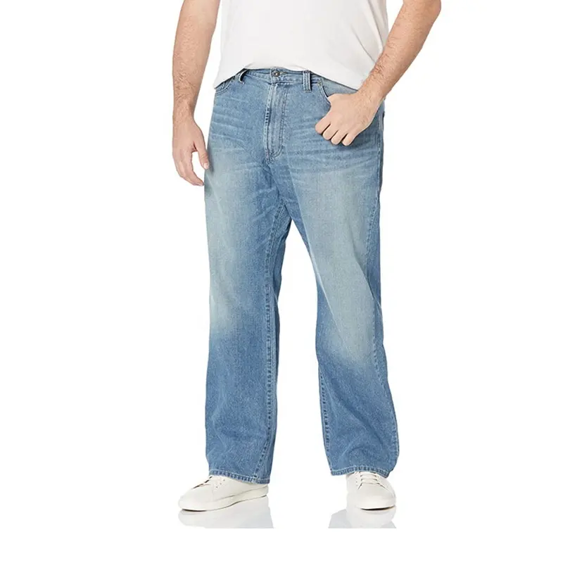 2 Colors Baggy Black Blue 100 Cotton Wide Leg High Waist Men's Denim Jeans Pants Trousers From Guangdong Manufacturers For Men