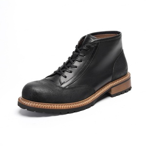 Bottes de motard pour homme à blocs de couleur, bottes de travail d'inspiration rétro, chaussures de marche d'extérieur d'inspiration britannique - Product Image 6