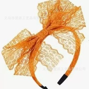 Serre-tête en dentelle avec grand nœud, style rétro, large bord, pour femme, coiffe de fête, tissu artisanal de haute qualité - Product Image 5