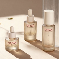 Flacon compte-gouttes en verre dépoli beige coloré 15ml 20ml 30ml bouteilles en verre à fond épais emballage de sérum bouteille de soins de la peau avec essuie-glace