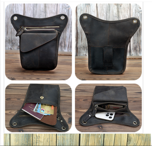 Sac banane en cuir véritable Andong Crazy Horse pour homme, sacoche de téléphone, sac à bandoulière, sacoche de moto pour l'extérieur - Product Image 6