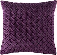 Housse de coussin décorative de luxe en velours à points carrés avec motif texturé en peluche pour coussin de soutien dorsal, couleur prune