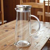 Carafe à eau en verre borosilicate transparent classique, écologique, thermos et bouteille avec couvercle pour les ensembles de café et de thé
