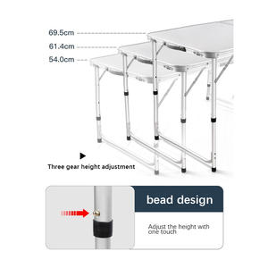 Mesa dobrável ajustável para cozinha, piquenique de alumínio leve para acampamento - Product Image 3