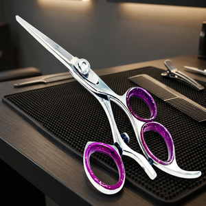 Ciseaux de coiffure professionnels en acier inoxydable avec anneau rotatif à 360°, manche long, pour droitiers - Product Image 6