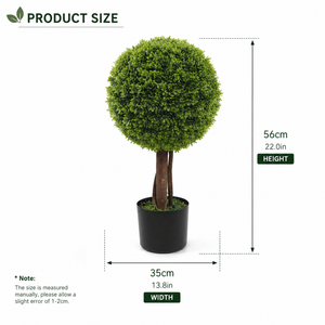 Plante artificielle sphérique en pot, style topiaire, avec tronc en bois et base lestée, matériaux naturels mixtes, vente en gros - Product Image 4