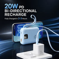 Baterai Li-Polymer Pengisian Cepat Tipe-C 22.5W 30000mAh Power Bank Berkapasitas Tinggi dengan Kabel dan Layar LED
