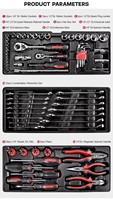 Boîte à outils portable à 2 tiroirs avec un ensemble complet d'outils à main, coffre à outils en acier rouge et tournevis pour la réparation automobile
