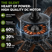 Ventilateur de plafond intelligent 72 pouces en noyer noir avec éclairage, contrôle via application Tuya WiFi, moteur DC industriel, classe d'efficacité énergétique pour grands espaces extérieurs
