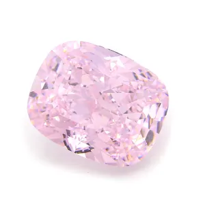 Wholesale price 4k Iced cut cz stones Pink color Cushion shape 7x6mm 10x8mm loose gemstone Synthetic cubic zirconia