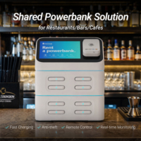Estación de Alquiler de Baterías Portátiles con Pantalla Publicitaria y Punto de Venta para Bares/Restaurantes/Cafeterías - Carga de Teléfonos Móviles, Laptops y Cámaras
